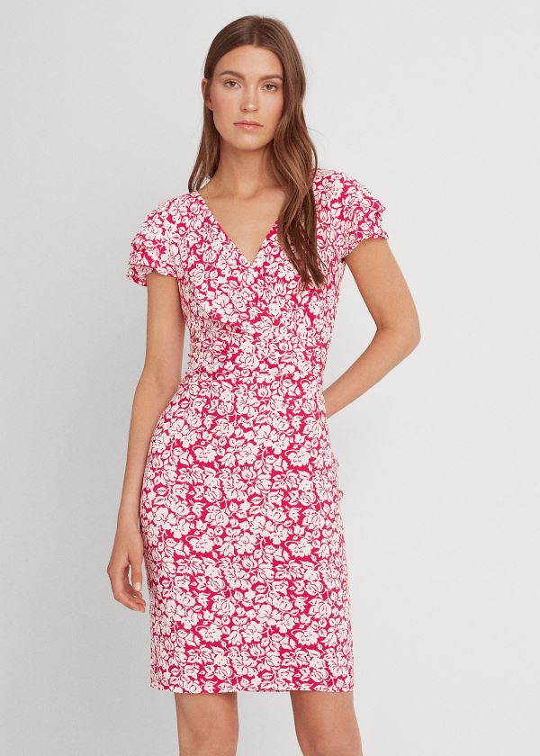 Women's Ralph Lauren Floral Flutter-Sleeve Dresses | 351467FOV